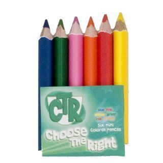 these mini colored pencils come in 6 colors blue pink yellow green red