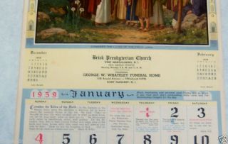 Description 1958 BRICK PRESBYTERIAN CHURCH Calendar; West