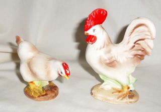 Vtg Wales Ceramic Figurines Rooster Chicken Japan