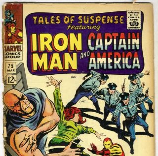 TALES of SUSPENSE 75 Iron Man Captain America from Mar 1966 in fair