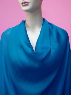 Dressmaking Pure Silk Chiffon Fabric Beauty Blue 2 Yard