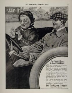rare by artist on sale vintage art 1914 ad fisk rubber car tires old