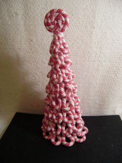 Peppermint Candy Cane Tower Christmas Tree Artificial Ornament Candy
