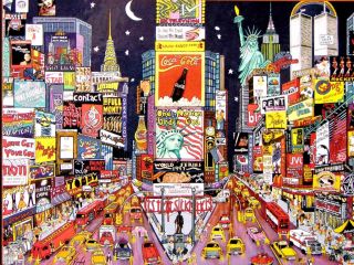 Puzzle Title City Lights New York City, Red, White & Blue