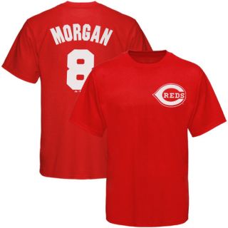 Majestic Cincinnati Reds 8 Joe Morgan Red Cooperstown Player T Shirt