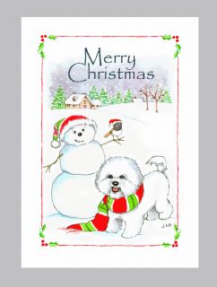 Bichon Frise Dog Christmas Cards Box of 16 Cards 16 White Envelops