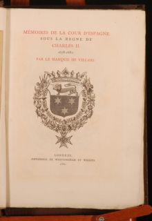 1861 Memoir of The Court of Spain by Marquis de Villars
