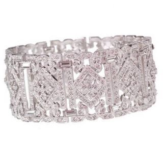  Ciro Simulated Diamond Silvertone Bold 8 L Floral Bracelet w