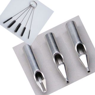  Stainless Steel Tattoo Nozzle Tips 5 Pcs Cleaning Brushes Gift