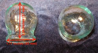 Set of 2 Two Glass Cups for Chinese Massage or Cupping Therapy Perfect