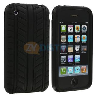 Tire Tread Silicone Rubber Skin Case Cover for iPhone 3G S 3GS