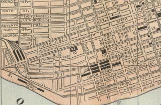 Cincinnati Street Map Authentic 1892 w/ Landmarks, RRs, Depots, Horse