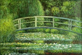 Claude Monet Bridge Over Water Lily Pond Reproduction Hand Painted Oil