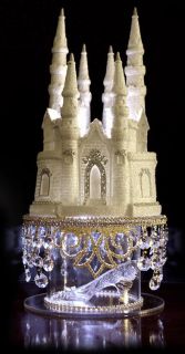 Lighted Cinderella Castle Wedding Cake Topper with Cascading Swarovski