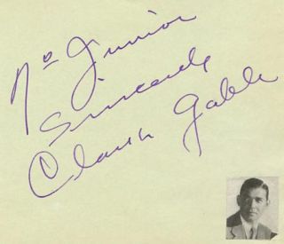 Clark Gable Vintage 1930s Signed Album Page Autographed Gone with The