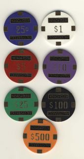 100 Nevada Club 15gr Poker Chips Custom Set Las Vegas