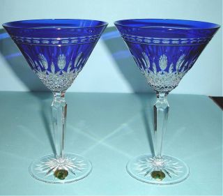 Waterford Clarendon Cobalt Blue Martini Glasses Set of 2 New