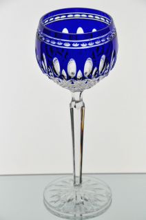 Waterford Clarendon Cobalt Blue Cut to Clear Crystal Wine Goblet Glass