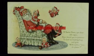 Enhanced Whitney Made Postcard Embossed Santa Claus Vtg Christmas