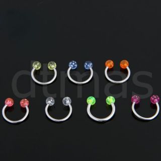 Multicolor Ball Horseshoe Steel Labret Lip Rings Bars