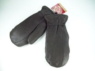 Grandoe Cire Deerskin Mens Winter Mittens Gloves Brown NWT $75 Leather