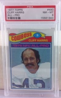 1977 Topps 490 Cliff Harris Dallas Cowboys PSA NM MT 8