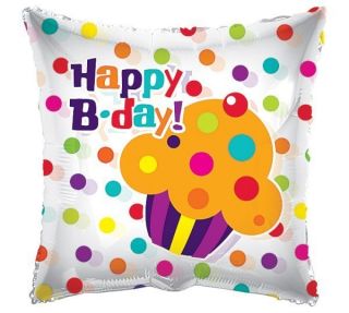Happy Birthday Cupcake 18 Balloon Clear Square Colorful Polka Dot