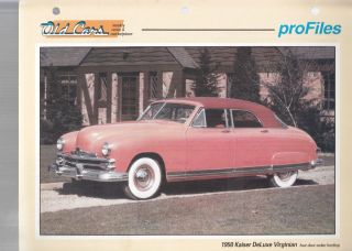 Old Cars Profiles Information Card 1950 Kaiser Virginian
