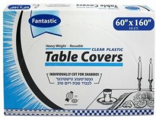 60x160 Disposable Clear Plastic Table Covers Individually Precut Bulk