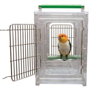 Perch View Bird Carrier Travel Cage Parrot Safe Steel Door Pet Handle