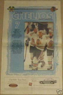 1998 Chicago Sun Times Blackhawks Poster Chris Chelios