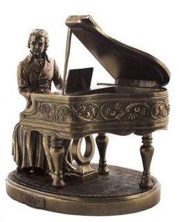 Mozart at Piano Statue Classical Music Composer Bronze