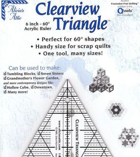 CLEARVIEW TRIANGLE 6 60 DEGREE QUILT RULER MAKE DIAMONDS, TRAPAZOID
