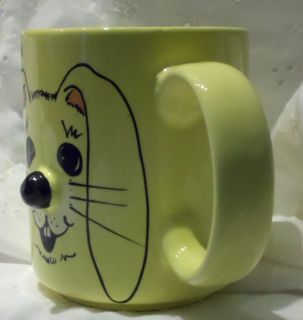 Mount Clemens Pottery Yellow Bunny Mug 3 D Bas Relief