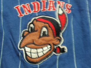Vtg 90s Chief Wahoo Cleveland Indians Throwback Pinstripe Jersey