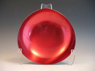 Mid Century Carl F Christiansen Silver Plated Red Enamel Bowl