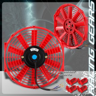  Red Push Pull Thin 12V Electric Radiator Cool Fan Mounting Clip