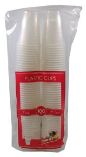 Lot of 100 Clear Translucent Plastic Party Cups 7oz