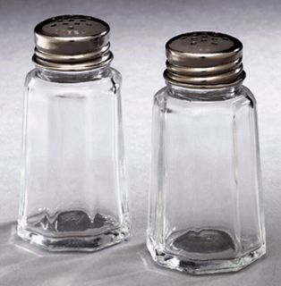 Salt Pepper Shaker Set 1 5oz Commercial Quality Clear Glass Stainless