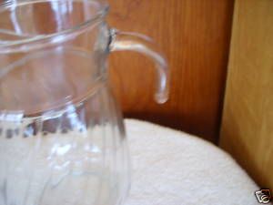 Clear Glass Pitcher Swirl Design Sides Hook Handle