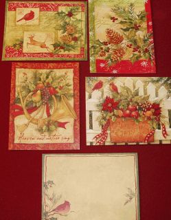 24 Lang Christmas Cards 6 of 4 Designs Holly Fruit on Horn Pine Cones