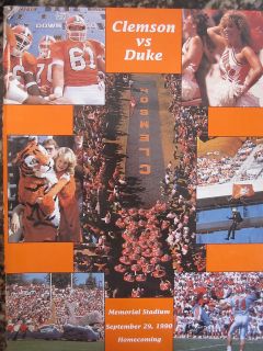 Clemson Tigers Football vs Duke 1990 Program