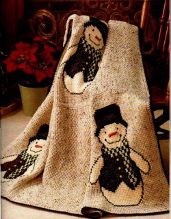 Christmas Afghan Tree Skirt Santa Snowman Reindeer Toys Crochet