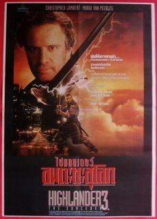 Highlander 3 Christopher Lambert Thai Movie Poster 1994