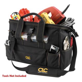 clc toolworks 16 tool tote bag w top plastic tray includes 16 tote bag