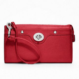  Coach Penelope Red Leather Zippy Wallet