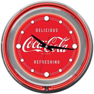 Coca Cola Logo 14 inch Double Ring Neon Clock Refreshing and Delicious