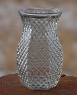 Sided Hoosier Clear Glass 4071 Vase Diamond Pattern