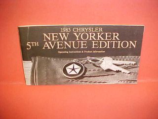 1983 Chrysler New Yorker 5th Fifth Avenue Owners Manual