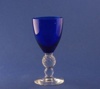  Glass Company Ritz Blue Cobalt Golf Ball Wine Stem C 1930